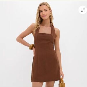 Hyacinth House Brown Linen Balliet Mini Dress